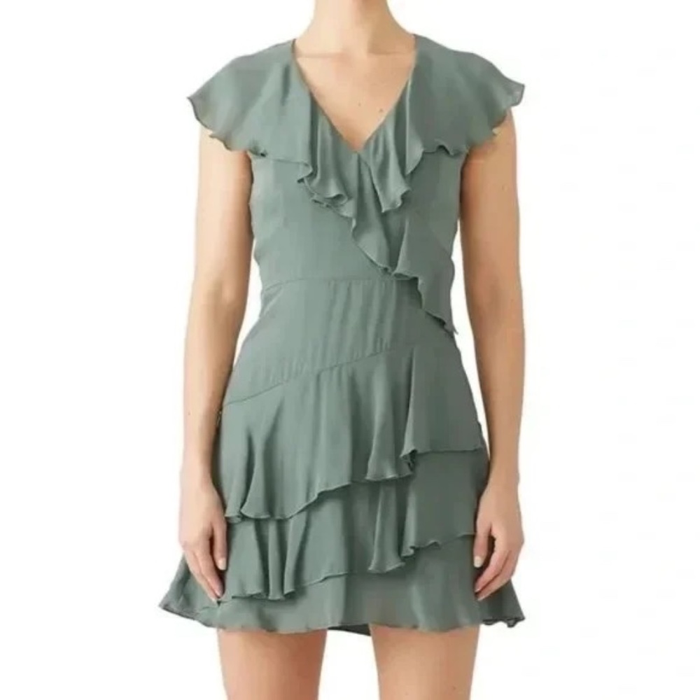Parker Olive Green Ruffle Dress sz 0